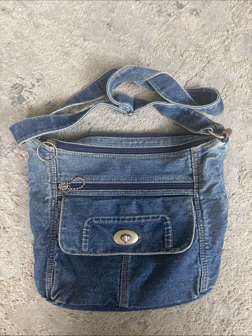 Men's Denim Messenger Bag - Blue Crossbody
